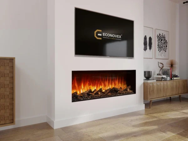 E1500 Econovex Media Wall Electric 60 Inch Panoramic Fire - Image 2