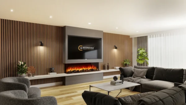 E1800 Econovex Media Wall Panoramic Electric Fire - Image 2